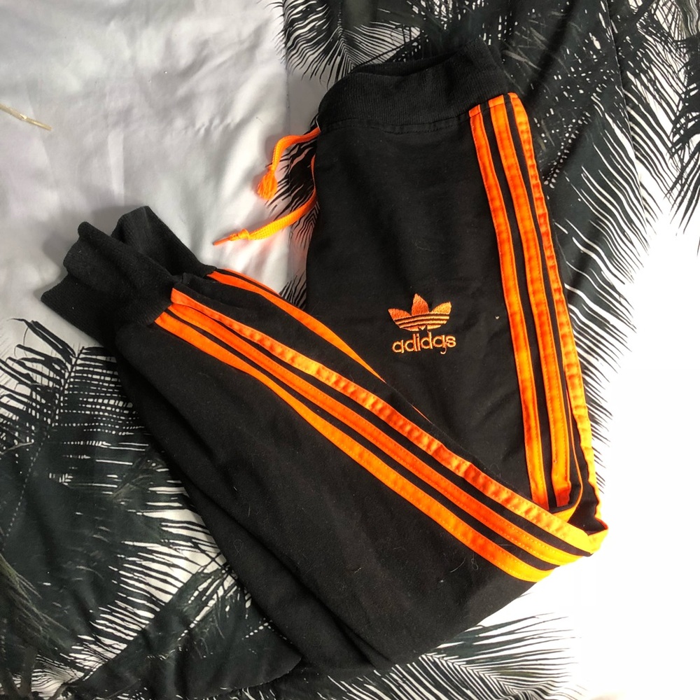 Adidas joggers black and orange